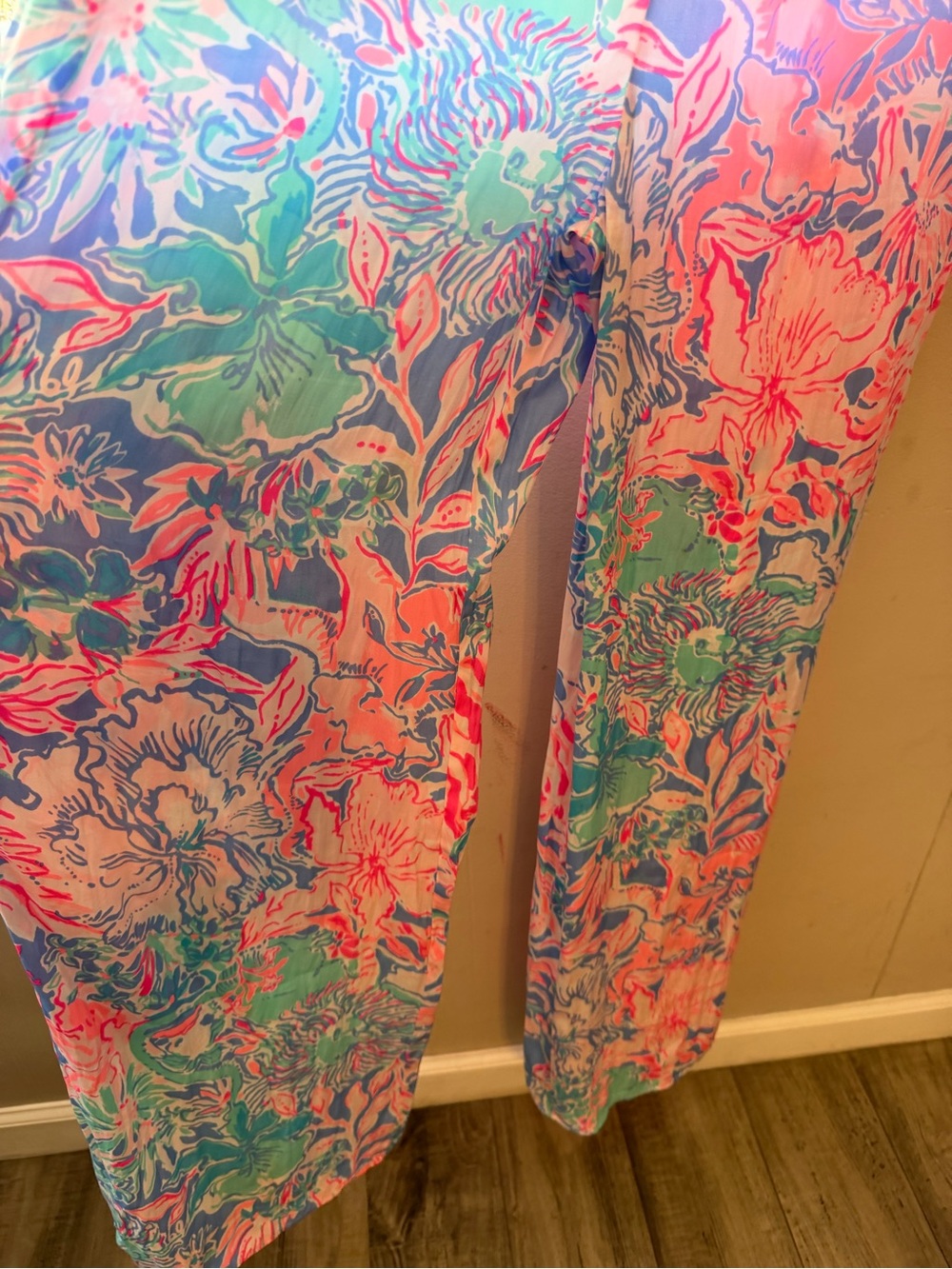 Lilly Pulitzer Lion Around Floral Wide Leg Jumpsuit Pink Blue 6 - Picture 5 of 10